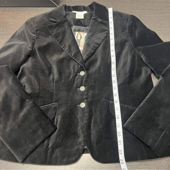 Vtg Y2K Black Velvet Whimsigoth Steampunk Vamp Blazer Jacket Corp Goth Size: 14 - Picture 6 of 16